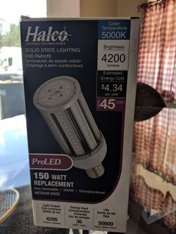Halco HID Retrofit Pro LED 45 year light bulb.. Condition is new in box.