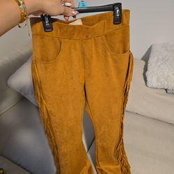 Brown fringe rodeo pants