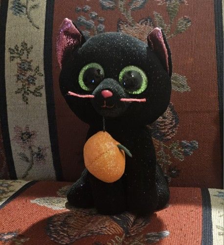 HOLLOWEEN TY BEANIE BOO  "POISON " BLACK  CAT  6"  PLUSH  TOY  