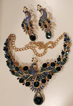Peacock Necklace And Earring Set