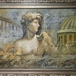 Frases. Wall Fresco With A Man.quality Hand Painted Oil Painted Oil Painting 24x36 Inches.