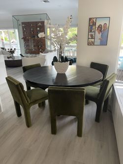 CISCO HOME 60” Black Oak Distressed Pedestal Table With Optional Chairs