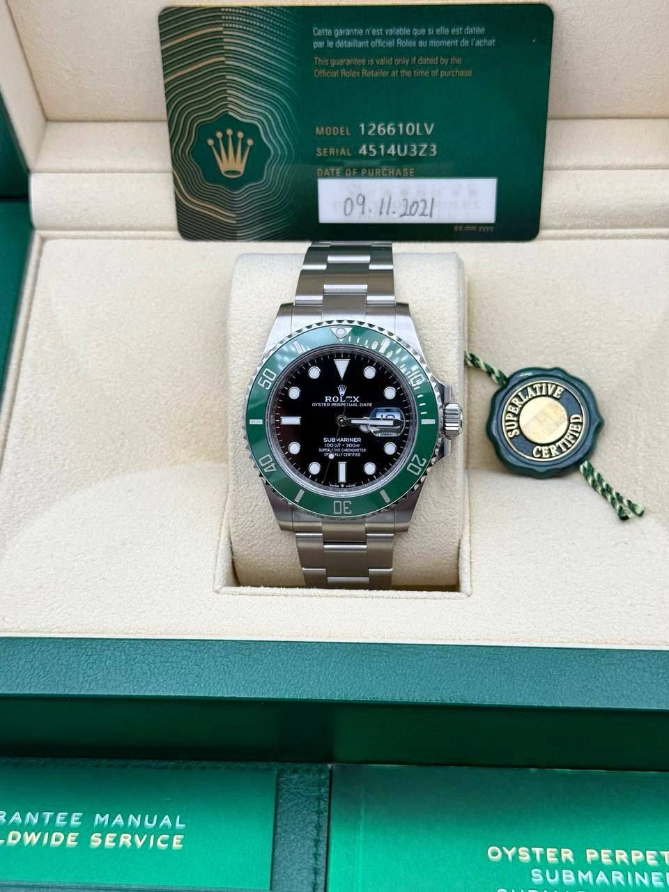 2021 Rolex Submariner Date 41mm Kermit Starbucks 126610LV Black