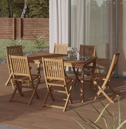 BRAND NEW Rectangular 7 Piece 100% FSC Certified Teak Wood Table & Chairs Dining Set | Ideal Furniture set for Outdoor