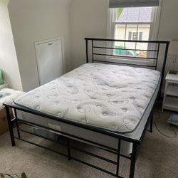 Queen Bed Frame (and Mattress If Wanted)