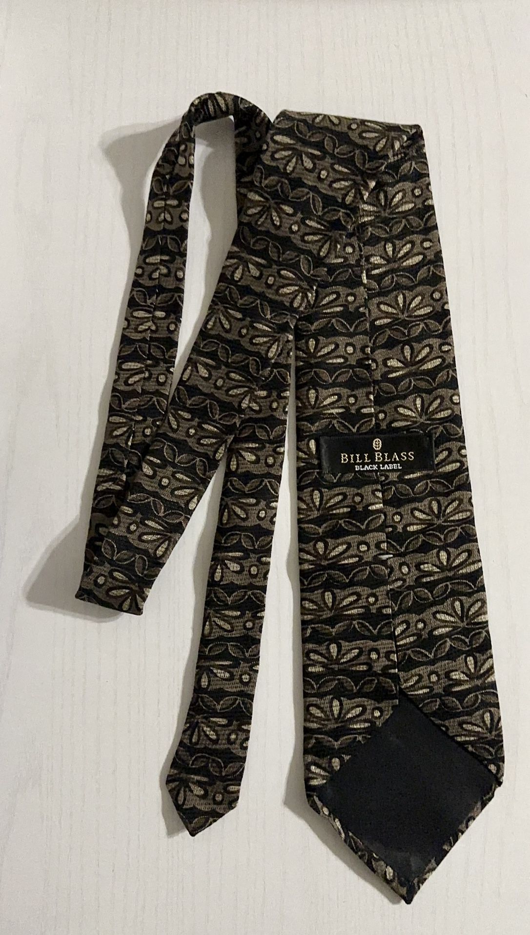 Vintage Silk Bill Blass Black Label Tie Men’s Neck Tie Bronze Black Beige NWOT