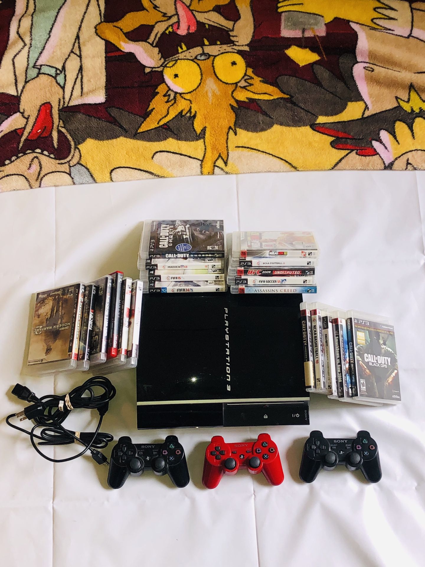 PS3~3 Controllers~ 19 Games/manuals ~ Cords ~ All Tested All Working