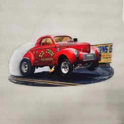 Willys Hotrod Gasser Car Steel Metal Sign 