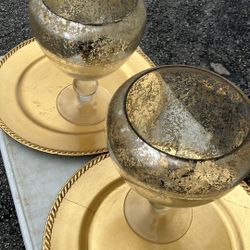 Gold Spackled Glass Goblets 