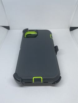 For IPhone 13 Gray / Green Case With Belt Clíp Holster 