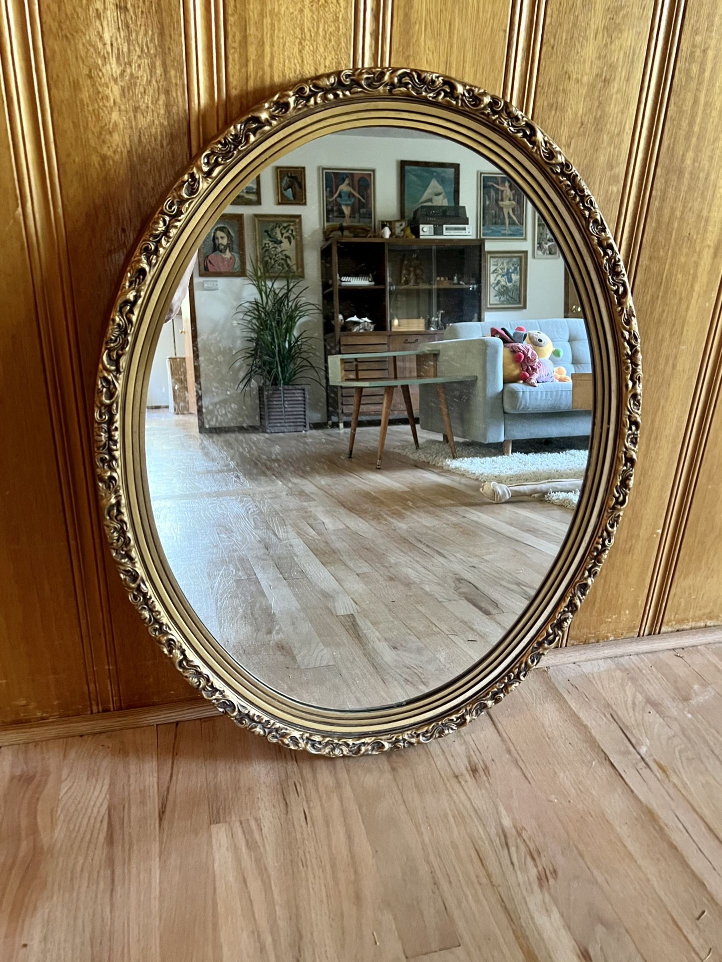 Vintage General Bathroom Products Corporation Oval Wall Mirror - Gold Gilt Frame for Sale in ...