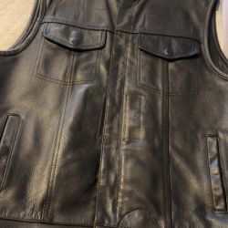 Leather biker Club vest With concealed carry pockets