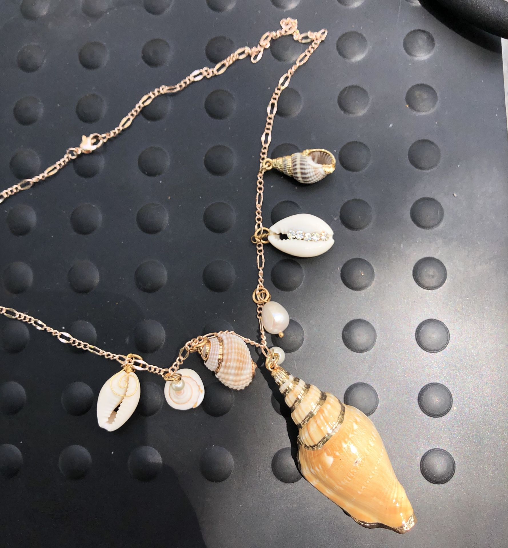 Handmade Nautical Gold Sea Shell Necklace