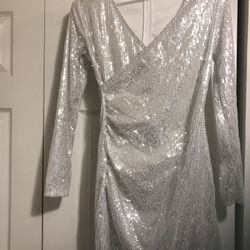 White Sequin Mini Dress