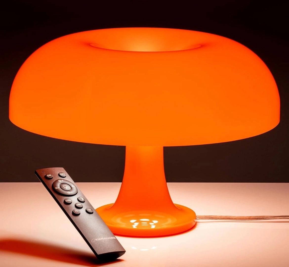 Orange Mushroom Lamp with 3 Lighting Modes - Attractive Funky Unique Lamps - Dimmable 70s Retro Mid Century Vintage Collection Donut Lamp