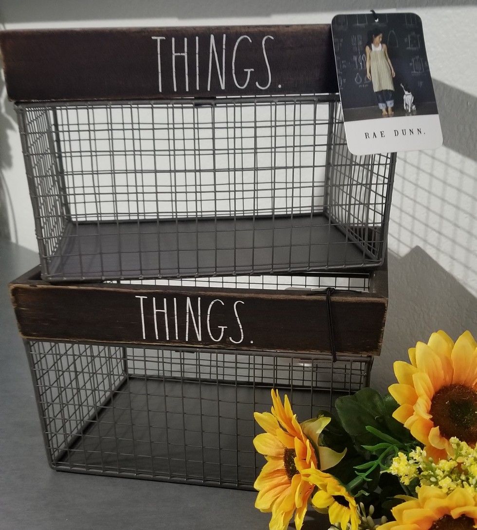 Rae Dunn wooden wore baskets / farmhouse decor kitchen home