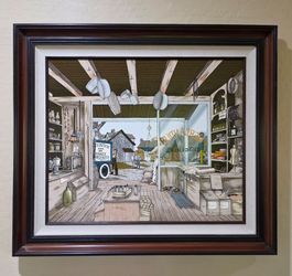 H Hargrove Mercantile Groceries General Store Signed Serigraph on Canvas Painting Limited Edition COA LE