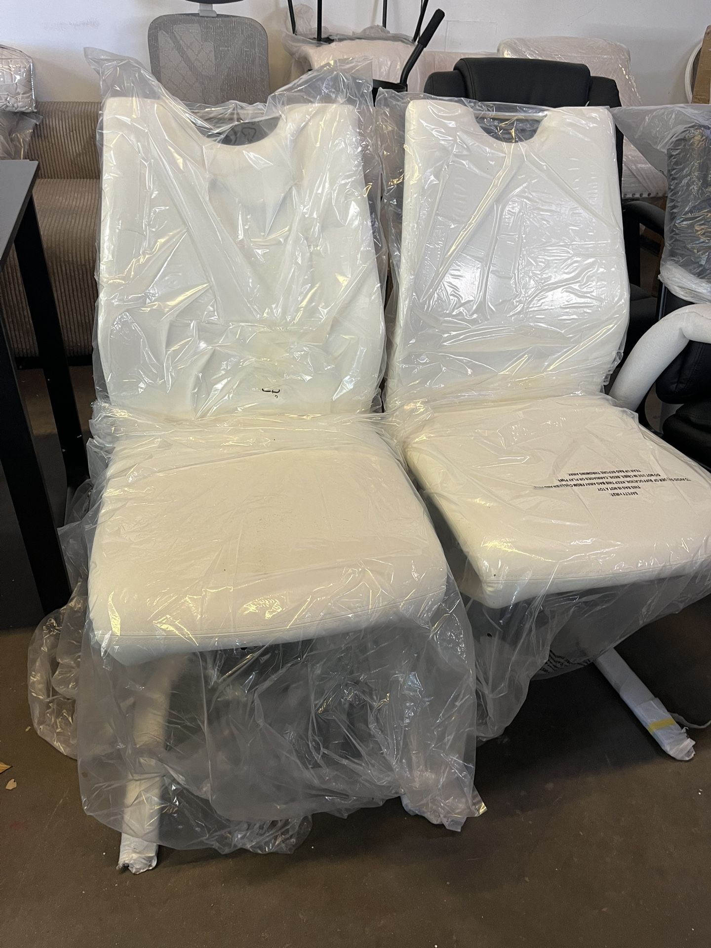 Mermaid Dining Chairs Set of 2,Modern Kitchen Dining Room Armless Upholstered Side Chairs in PU Leather Cushion Seat and Sturdy Metal Leg(2 White)