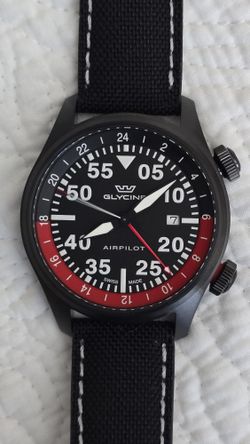 NEW MENS GLYCINE AIRPILOT GMT WATCH 