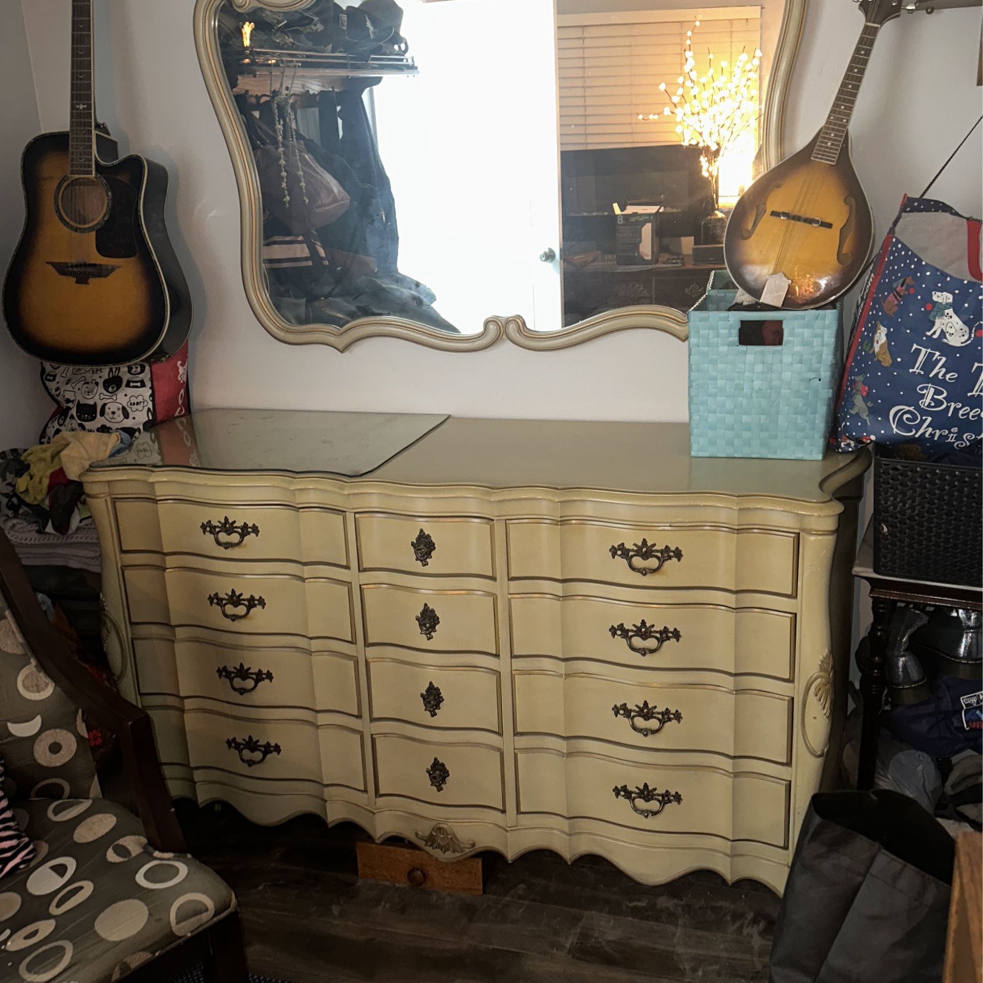 Antique French Dresser and Mirror