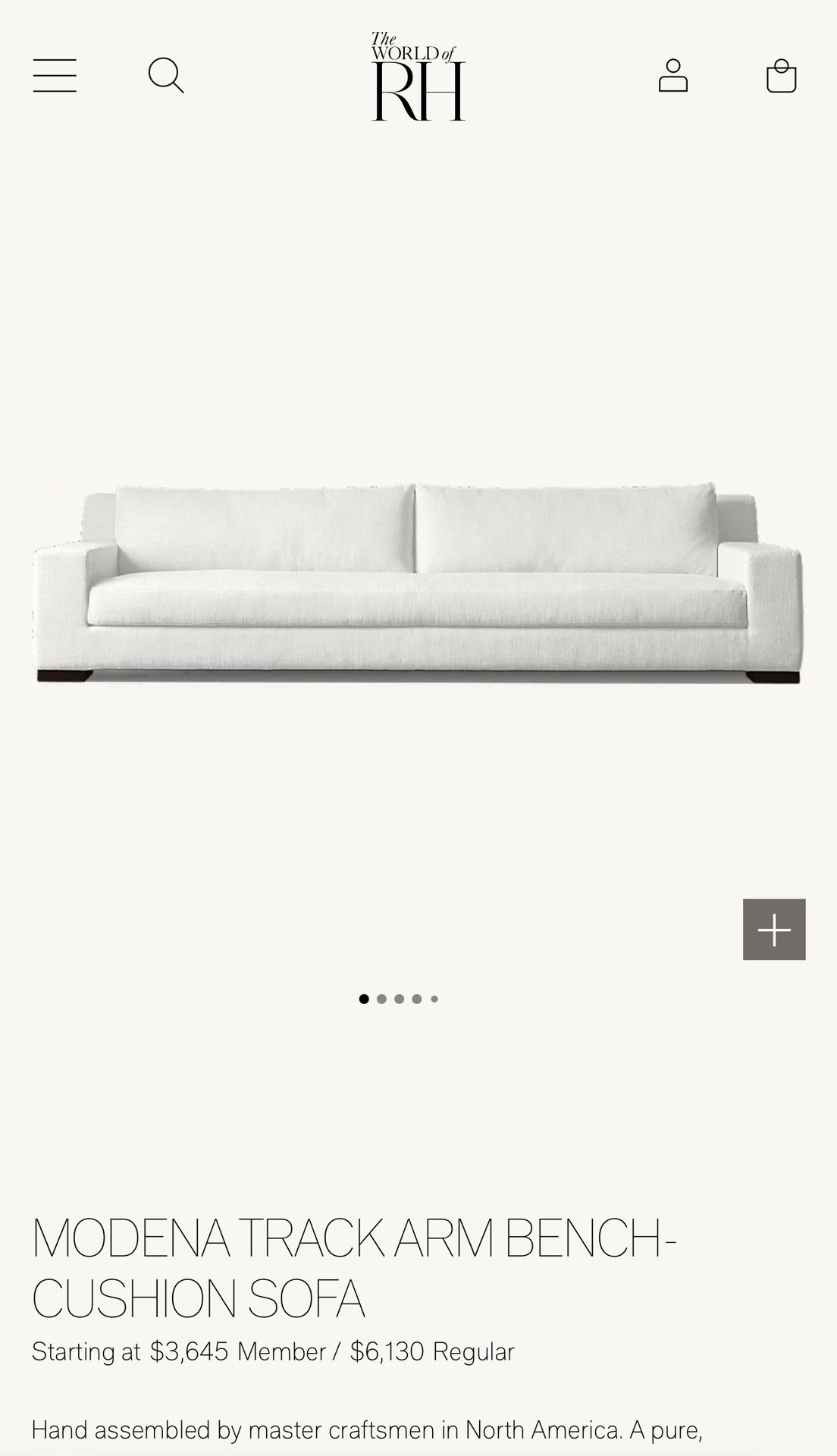 RH Modena Track Arm Sofa 9’