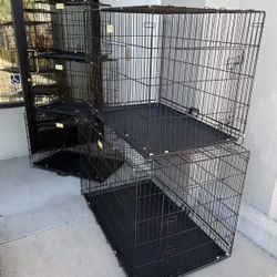 NEW Foldable Pet Cage Dog Crate Steel Wire Cage Metal Cage