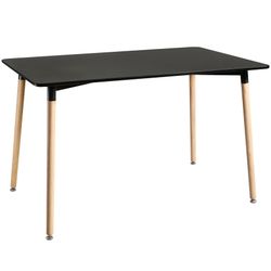 New 47" Black Dining Table with Wood Legs