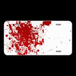 License Plate Novelty Car Front Splashes Scarlet Red Paint Splatter