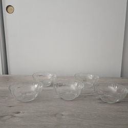 Vintage Set of 5 Small Arcoroc France Glass Fruit/Sauce/Dessert Bowls