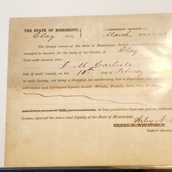 1877 Clay County Mississippi Liquor Violation (Confederate Veteran)