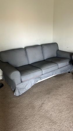 Gray 3-Seat Slipcovered Sofa