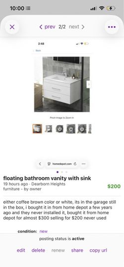 floating bathroom vanity still in box unused
