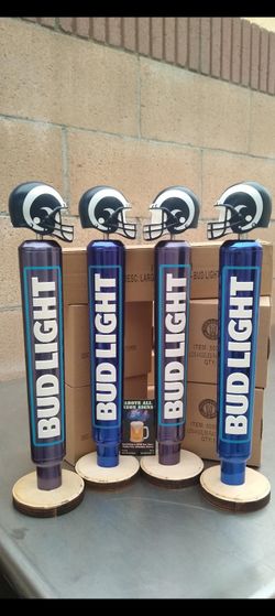 BUD LIGHT ( LA RAMS ) TAP HANDLE . DODGERS & ANGELS BOBBLEHEADS AVAILABLE. ( ALSO PLENTY OF NEON SIGNS / LIGHTS AVAILABLE FOR SALE )