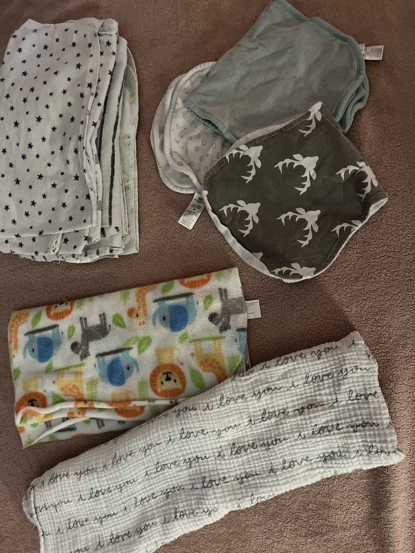 Swaddle receiving blankets & burping cloths bundle