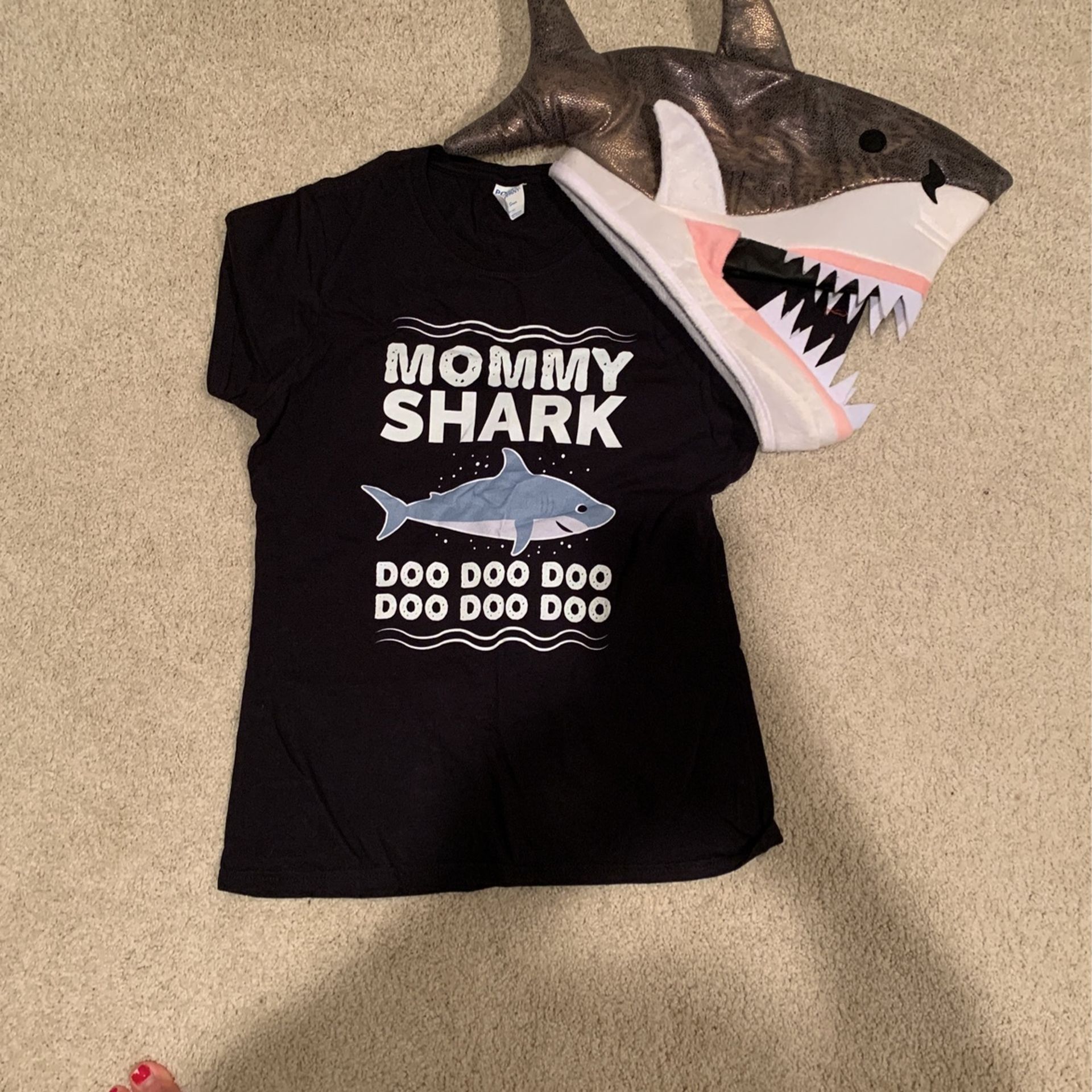 Mommy Shark Head Costume And T-shirt