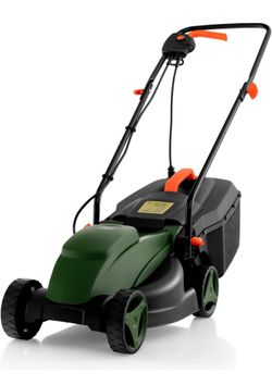 12A Corded Electric Lawn Mower, 14" Walk-Behind Lawn Mowers with 3 Adjustable Cutting Positions, 9.3-Gallon Grass Catcher, Push Lawnmower for 