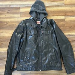 Levi’s Leather Jacket With Hood 