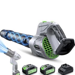 Soplador eléctrico de hojas inalámbrico, 900,000 RPM, 2 baterías y cargador de 4.0 Ah, sopladores de hojas de mano para el cuidado del césped, modo de