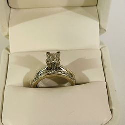 White gold Diamond Engagement And Wedding Band