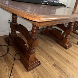 Solid Wood Kitchen Table With Leaf And 6 Chairs 