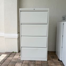White (Cream) 4 Drawer Lateral File Cabinet Locking Office Storage 27.5x16x40.5