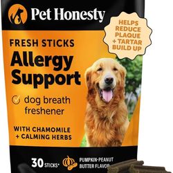 Pet Honesty Allergy Support Breath Freshener Sticks - 30ct Pumpkin Peanut Butter