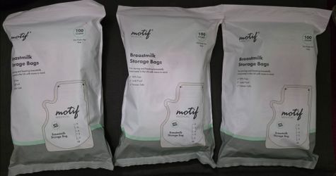 Motif Medical Breastmilk Storage Bags 100 count - 8 oz each. Single Use, Sealed