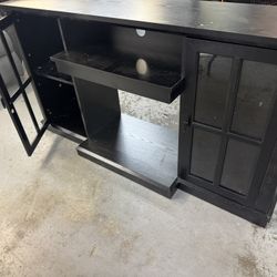 Black Tv Stand Canner With Glass Doors New fully Assembled 