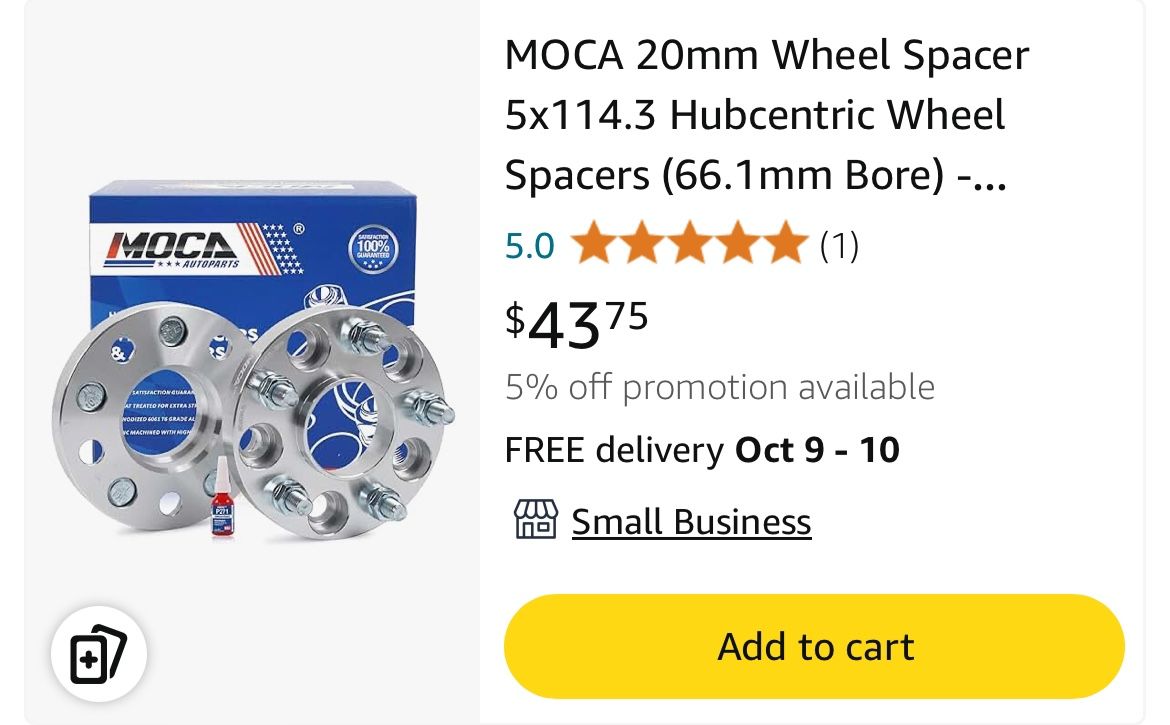 MOCA 20mm 5x114.3 Hubcentric Wheel Spacers