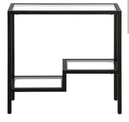 Lovett 24 in. Blackened Bronze Rectangular Side Table with Glass Top - Brand New