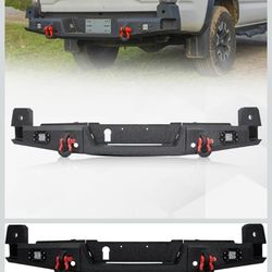 Rear Bumper for 2016 2017 2018 2019 2020 2021 2022 2023 Tacoma Off road Steel Bumper LED Lights & D-rings