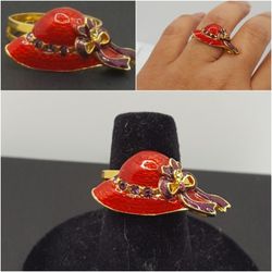 Vintage 10K gold plated hot, RARE Ring, amethyst Stones, adjustable to diffrent sizes,
