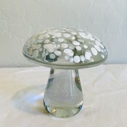 VTG Huntington Rainbow Glass Co. Paperweight White Spotted Cap Mushroom MCM