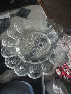 Clear Glass Deviled Egg Serving Plate